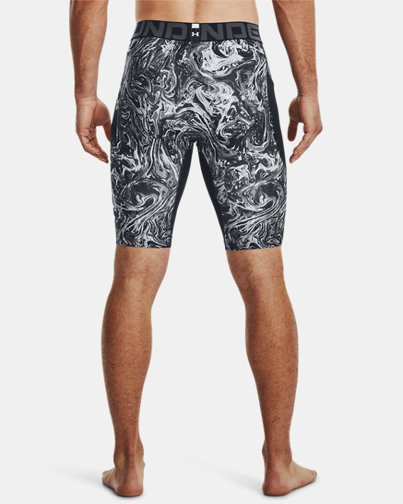 Men's HeatGear® Long Printed Shorts, Gray, pdpMainDesktop image number 1